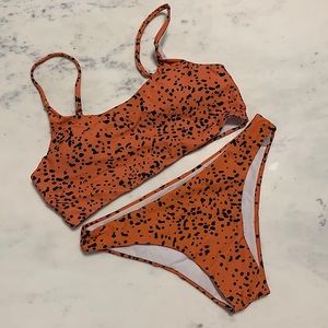 USED Dalmatian Like Print Bikini Set In Orange